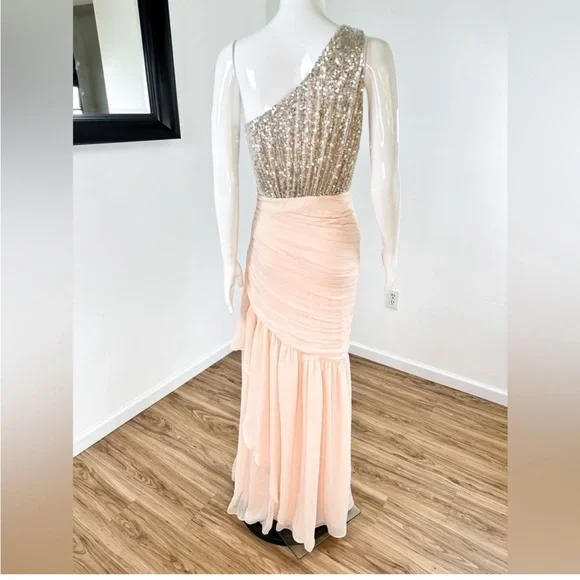 New Ramy Brook Cecilia Sequence Draped Gown